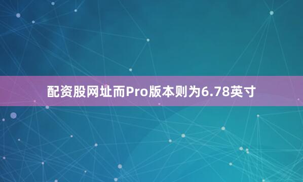配资股网址而Pro版本则为6.78英寸